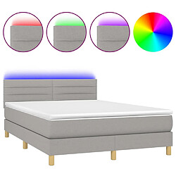 vidaXL Sommier à lattes de lit et matelas et LED Gris clair 140x200 cm