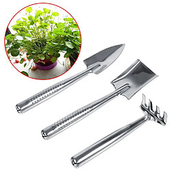 BESTA Acier Inoxydable 3 Pcs Ensemble Mini Pot De Jardinage Outils Petite Pelle Portative Pelle Râteau pour Succulent Cactus Herbes Plantes Miniatures D'intérieur