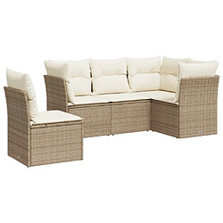 vidaXL Salon de jardin avec coussins 5 pcs beige résine tressée