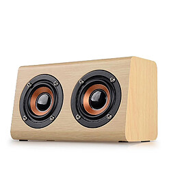 Yonis Enceinte Bluetooth Bois Double Horns Son Surround 8H Autonomie Enceinte Bluetooth Bois Double Cornes 3W Son Stéréo Micro Intégré Autonomie 8H Beige YONIS