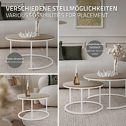 Acheter ML-Design 2x tables basses rondes gigognes de salon en bois pieds blanches Ø60x40/Ø80x45cm