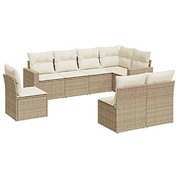 vidaXL Salon de jardin avec coussins 8 pcs beige résine tressée