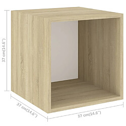 vidaXL Armoire murale Blanc et chêne Sonoma 37x37x37cm Bois ingénierie pas cher