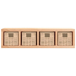 vidaXL Étagère murale avec paniers 62x18x16 cm Bois massif de noyer