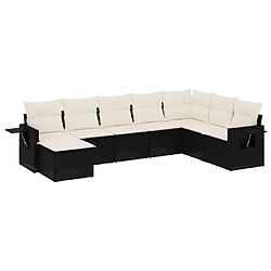 vidaXL Salon de jardin 8 pcs avec coussins noir résine tressée