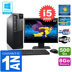 PC Lenovo M92p SFF Core I5-2400 Ram 8Go Disque 500 Go Wifi W7 Ecran 19" - Occasion