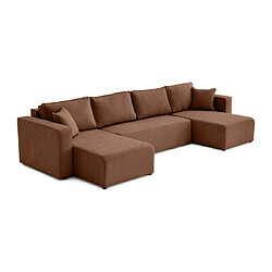 Bestmobilier Topaze - canapé panoramique - 7 places - convertible avec coffre - en tissu Topaze - canapé panoramique - 7 places - convertible avec coffre - en tissu - Terracotta