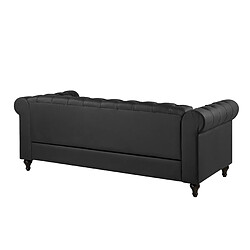 Beliani Canapé 3 places en cuir PU noir CHESTERFIELD pas cher