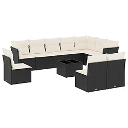 Maison Chic Salon de jardin 11 pcs avec coussins, Ensemble Tables et chaises d'extérieur noir résine tressée -GKD390008