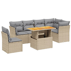 vidaXL Salon de jardin avec coussins 7 pcs beige résine tressée