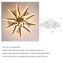 Universal Éclairage ventilateur de plafond de 58 cm, éclairage de 220 V, éclairage LED à faible intensité, éclairage ventilateur de salle à manger, éclairage ventilateur LED intégré pour le salon et la chambre à coucher, or