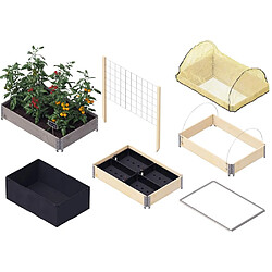 UPYARD Kit carré potager avec accessoires et système d'auto arrosage Gardenbox 120 x 80 cm gris.