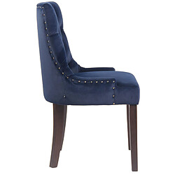 Decoshop26 Chaise de salle à manger x1 design antique capitonné en velours bleu avec 4 pieds en bois marron 10_0001935