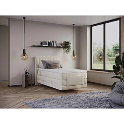 Vente-Unique Ensemble complet boxspring tête de lit coutures verticales + sommiers relaxation électrique + matelas + surmatelas - 100 x 200 cm - Velours - Beige - DONISI de PALACIO 