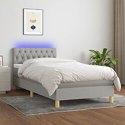 Sommier à lattes et LED,Cadre à lattes de lit avec matelas pour Adulte Gris clair 90x200cm -MN95644