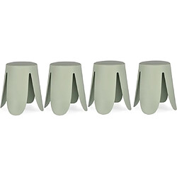 Mes Lot de 4 tabourets 37x37x47 cm en plastique vert clair - IMOGE