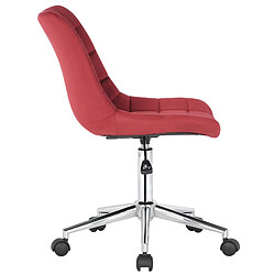 Decoshop26 Chaise de bureau en velours rouge sur roulettes design moderne hauteur réglable BUR10599