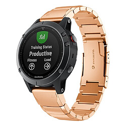 Wewoo Bracelet pour montre connectée de poignet en acier à démontage rapide Garmin Fenix 5X 26mm Or Rose