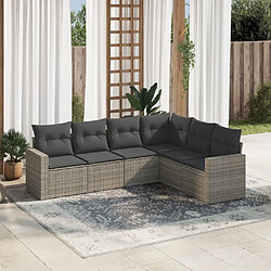 Maison Chic Salon de jardin 6 pcs avec coussins | Ensemble de Table et chaises | Mobilier d'Extérieur gris résine tressée -GKD70366