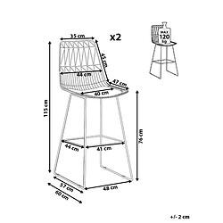 Avis Beliani Tabouret de bar Set de 2 Métal Argenté PRESTON