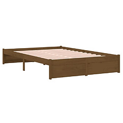 Avis vidaXL Cadre de lit Marron miel Bois massif 120x190 cm Petit Double