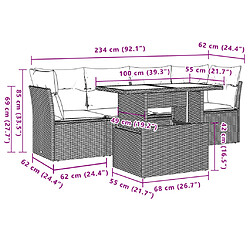 vidaXL Salon de jardin avec coussins 5 pcs marron résine tressée pas cher