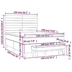 vidaXL Sommier à lattes de lit et matelas Gris foncé 140x190cm Velours pas cher