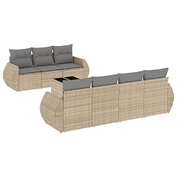 vidaXL Salon de jardin avec coussins 8 pcs beige résine tressée