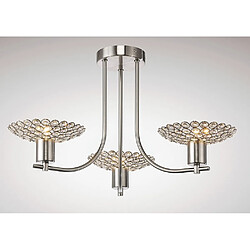 Luminaire Center Semi Plafonnier Ellen 3 Ampoules nickel satiné/cristal