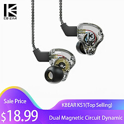 GUPBOO KBEAR KS1 Double Circuit Magnétique Écouteurs Filaires Dynamiques In-Ear Monitor Moniteur Musique Sport Casque Casque kbear ks1 ks2 