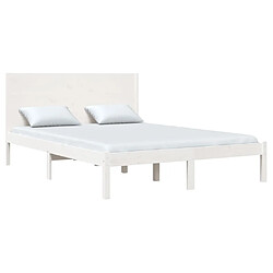 Avis Maison Chic Lit Moderne Chambre - Cadre/structure de lit pour adulte Blanc Bois massif 120x190 cm Petit Double -MN46886