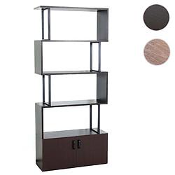 Mendler Bibliothèque HWC-A27, étagère sur pied séparateur de pièce étagère de salon, compartiment de rangement avec porte 183x80cm structure 3D ~ brun foncé 