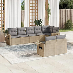 Maison Chic Salon de jardin avec coussins 8 pcs | Ensemble de Table et chaises | Mobilier d'Extérieur beige résine tressée -GKD73772