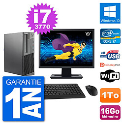 PC Lenovo M92p SFF Ecran 19" Intel i7-3770 RAM 16Go Disque 1To Windows 10 Wifi - Occasion