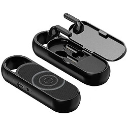 Chrono Véritables écouteurs sans fil avec haut-parleur Bluetooth Casque 2 en 1 Écouteurs intra-auriculaires TWS Bluetooth 5.1 + Haut-parleur combiné à boucle suspendue intégrée(noir) 