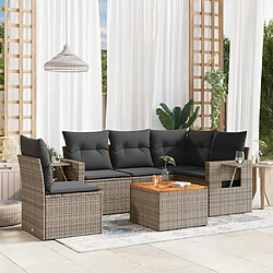 vidaXL Salon de jardin 6 pcs avec coussins gris résine tressée