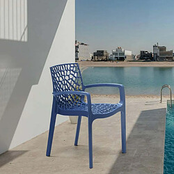 Chaise en polypropylène accoudoirs jardin café Grand Soleil Gruvyer Arm, Couleur: Bleu