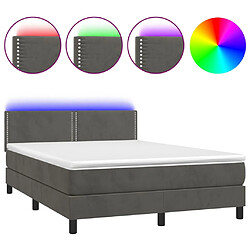 vidaXL Sommier à lattes de lit avec matelas LED Gris foncé 140x200 cm