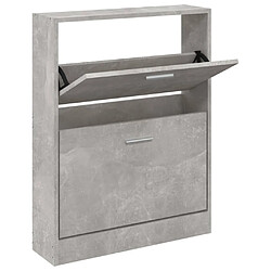 vidaXL Armoire à chaussures Gris béton 59x17x81 cm Bois d'ingénierie