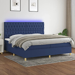 vidaXL Sommier à lattes de lit et matelas et LED Bleu 200x200 cm Tissu 