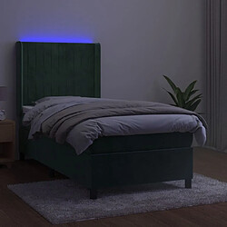 Avis Maison Chic Lit adulte- Lit + matelas + LED,Sommier à lattes de lit matelas LED Vert foncé 90x190cm Velours -GKD19177