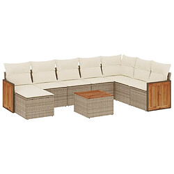 Maison Chic Salon de jardin avec coussins 9 pcs | Ensemble de Table et chaises | Mobilier d'Extérieur beige résine tressée -GKD78101