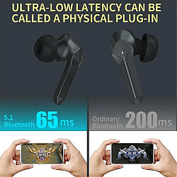 Universal Gaming Earbuds Casque Bluetooth avec microphone Basse Audio Localisation Casque sans fil (noir) pas cher