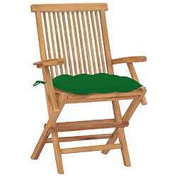 Avis Maison Chic Lot de 8 Chaises de jardin,Fauteuil d'extérieur avec coussins vert Bois de teck massif -MN94458