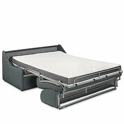 Inside 75 Canapé lit RISTRETTO express compact 140cm matelas 16cm tissu tweed gris graphite