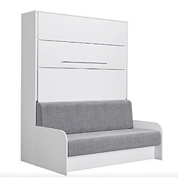 Inside 75 Armoire lit escamotable SOFA AUTOMATICA 160 cm blanche canapé gris MECANIQUE SEDAC MERAL 