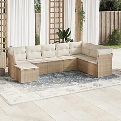 Maison Chic Salon de jardin avec coussins 8 pcs | Ensemble de Table et chaises | Mobilier d'Extérieur beige résine tressée -GKD12227