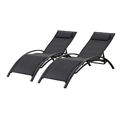 Habitat Et Jardin Lot de 2 bains de soleil en aluminium Beauty Phoenix Noir