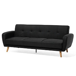 Acheter Beliani Ensemble canapés et fauteuil en tissu noir 6 places avec pouf FLORLI