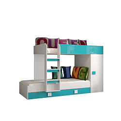 Abiks Meble TOLEDO 2 Lit superposé 203,3/106,6/125 (blanc/turquoise)